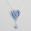 blue enamel heart pendant with personalised message