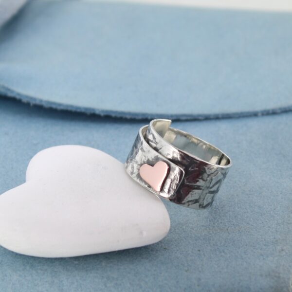 Textured heart ring